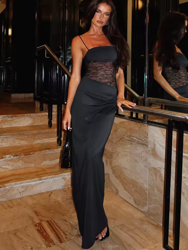 Lora™ | Robe Longue à Panneau Transparent