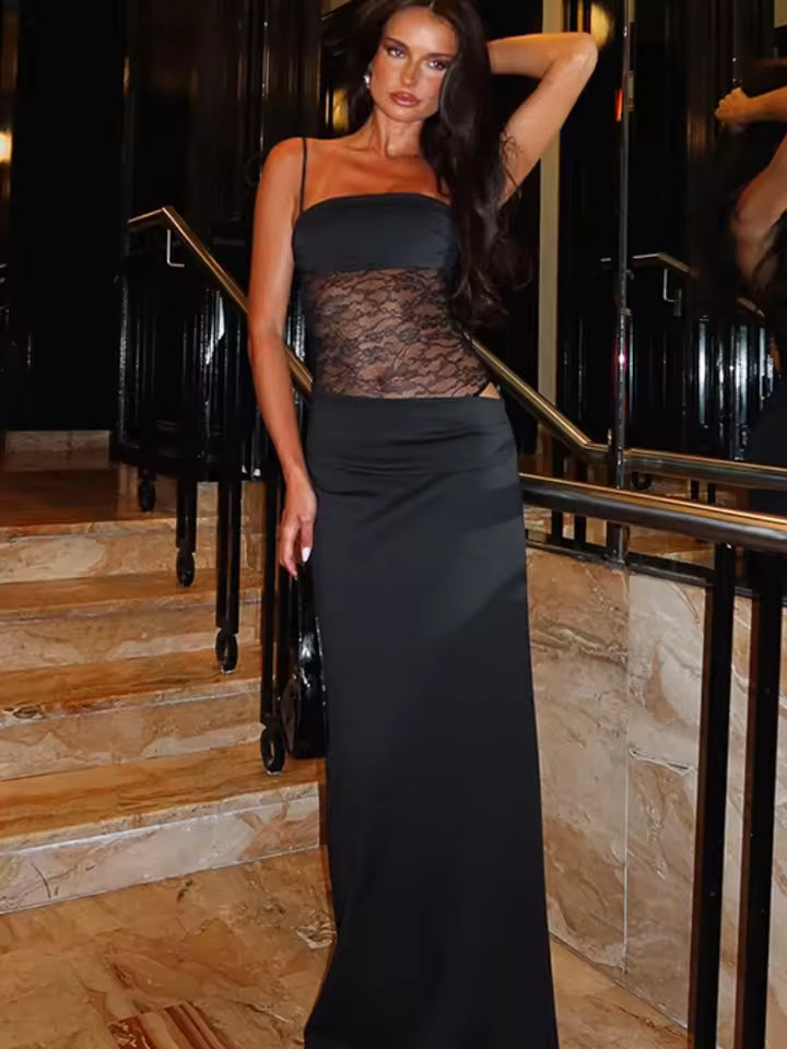 Lora™ | Robe Longue à Panneau Transparent