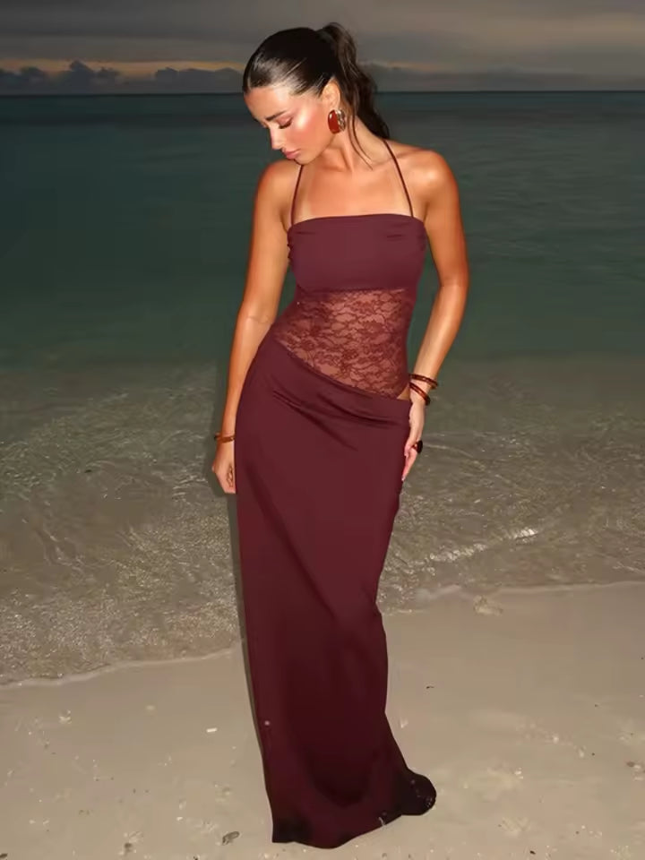 Lora™ | Robe Longue à Panneau Transparent