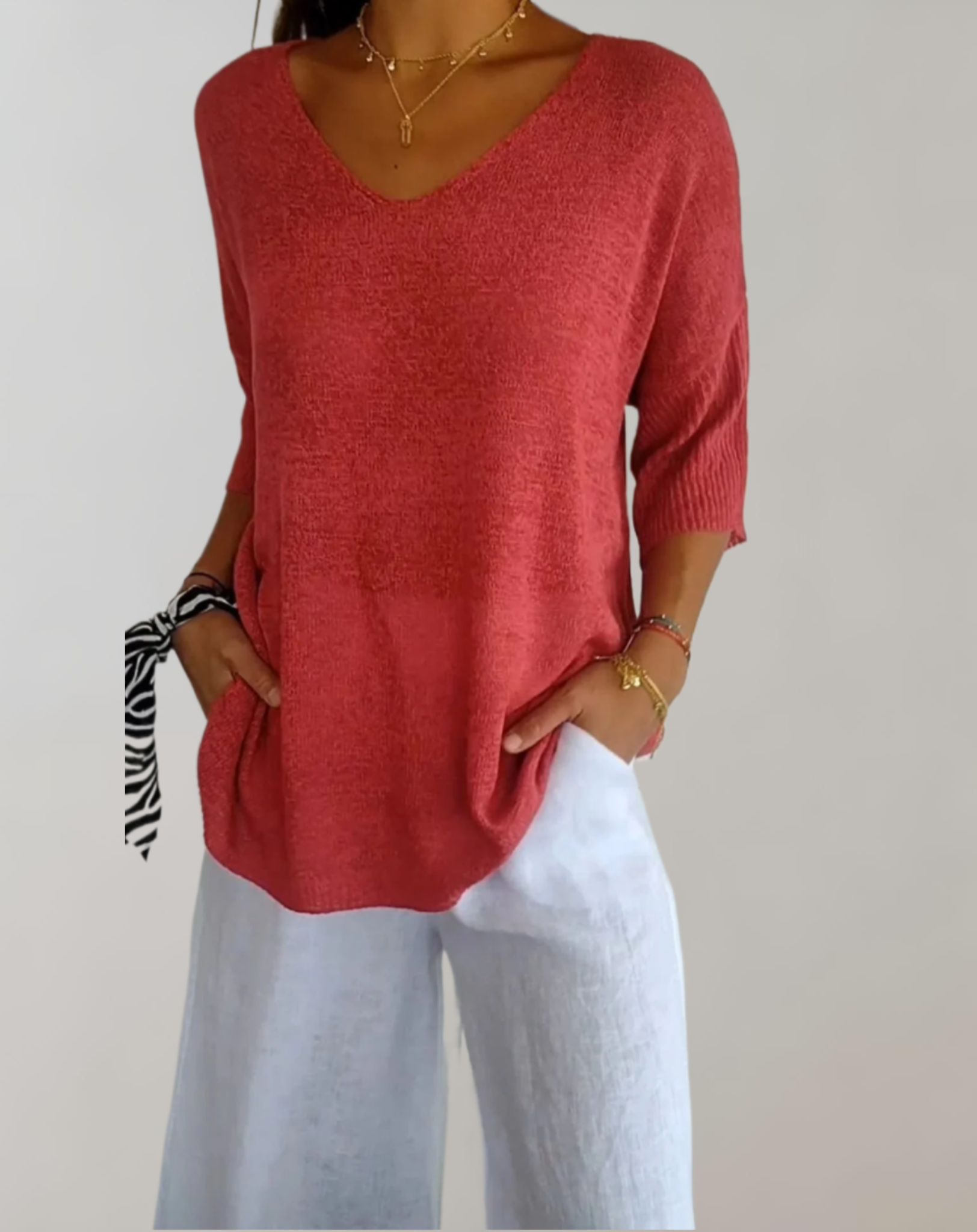 Laluna™ | Knitted V-Neck Top