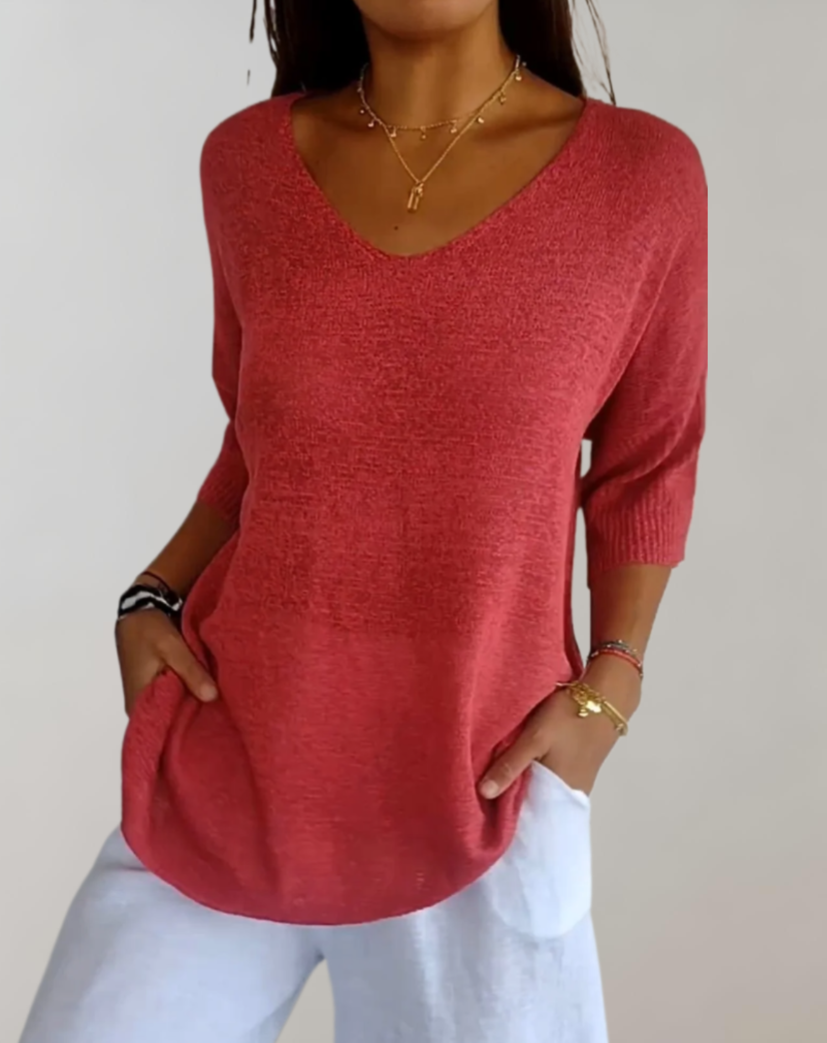 Laluna™ | Knitted V-Neck Top