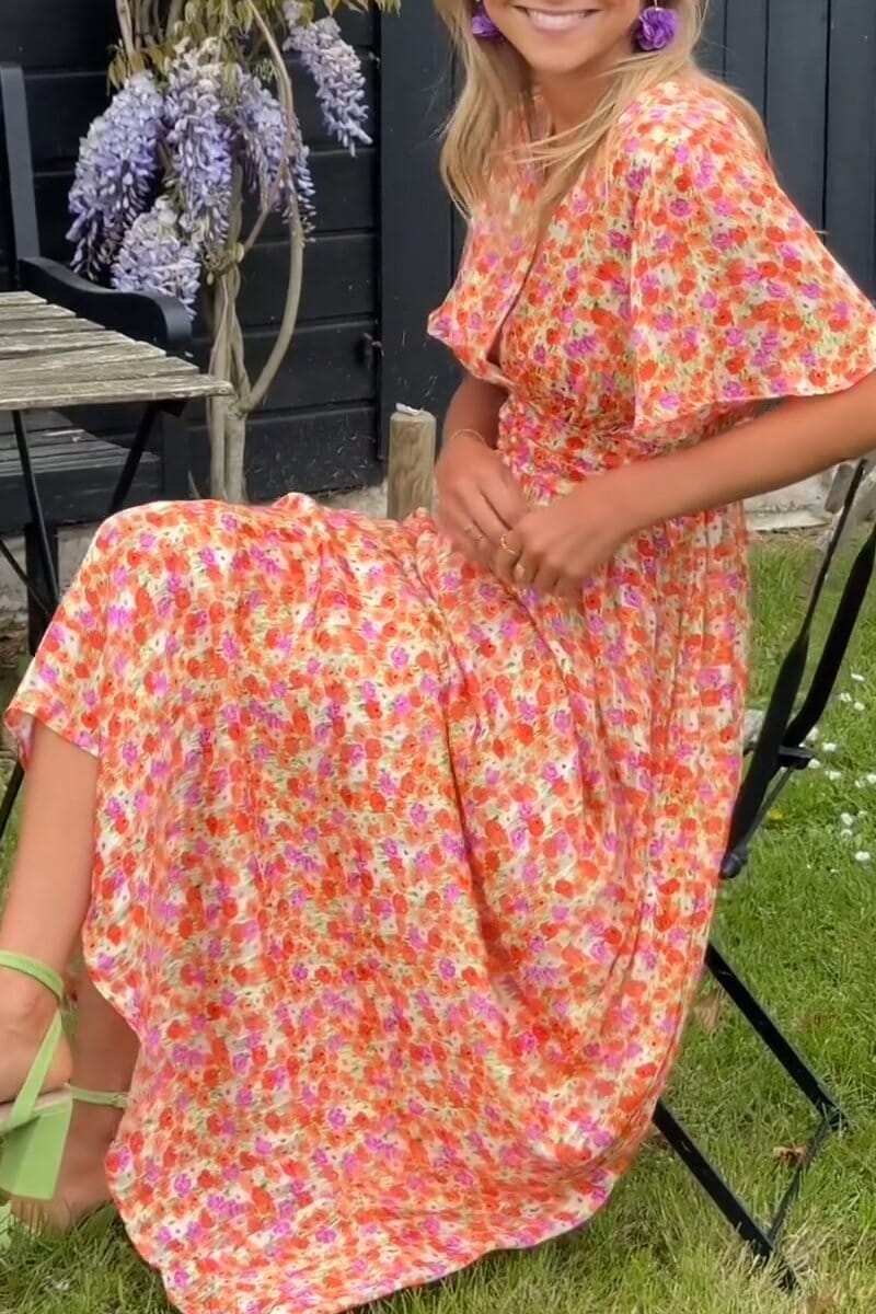 Sandra™ | Elegant V-neck maxi dress