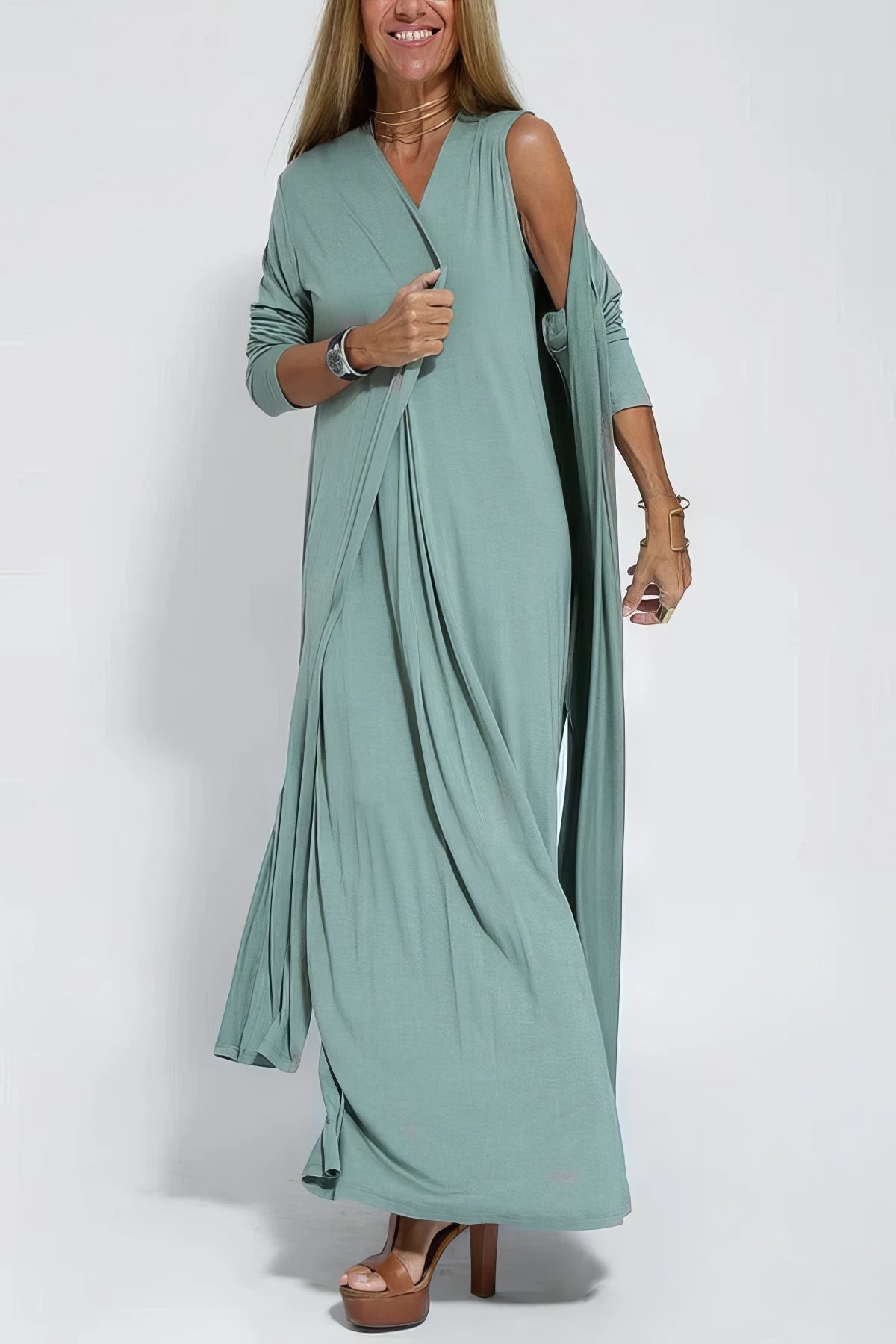 Madison™ | Elegant long dress + matching cardigan FREE GIFT
