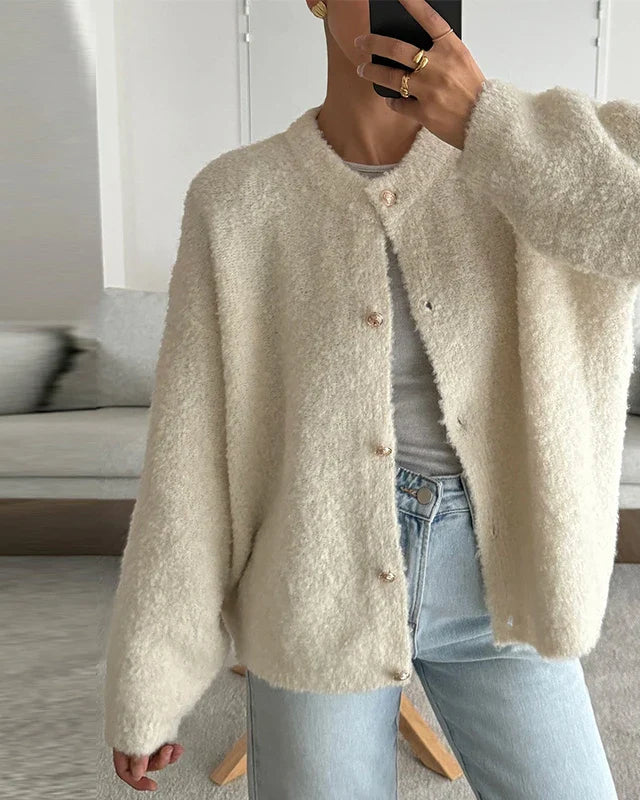 Relaxed Aran Knitted Cardigan